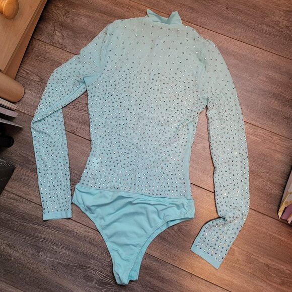 Dolls Kill Tops - Dollskill Banjul bejeweled blue bodysuit!